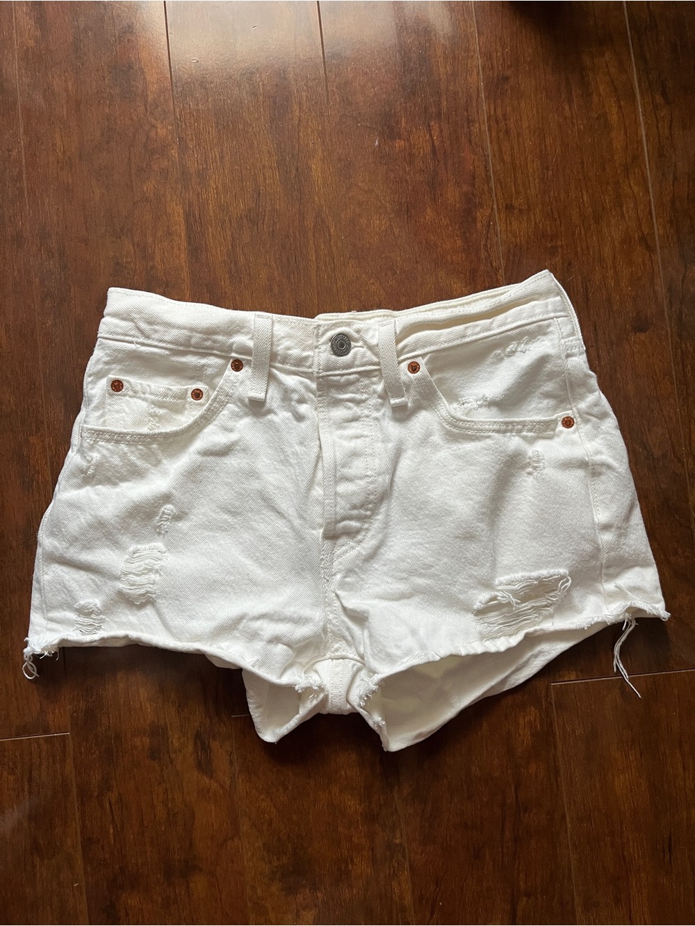 Levi’s White Distressed Women's Denim Shorts
